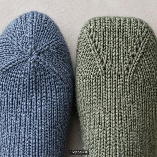 Runde und breite gestrickte Sockenspitze