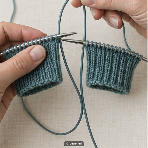 Magic-Loop-Kabel wird zwischen zwei Sockenhälften herausgezogen